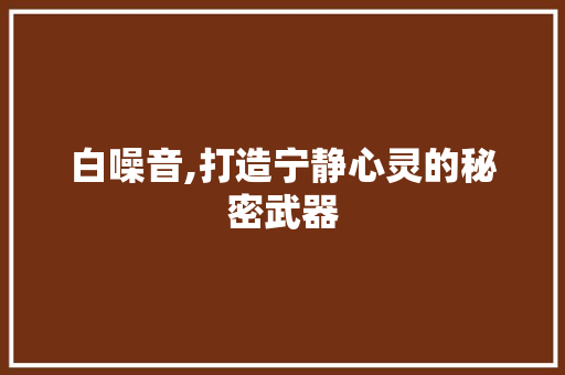 白噪音,打造宁静心灵的秘密武器