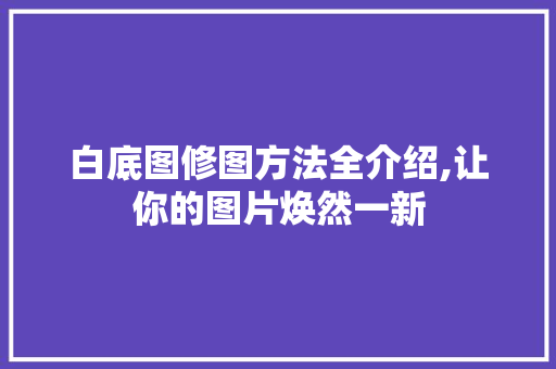 白底图修图方法全介绍,让你的图片焕然一新 SEO教程