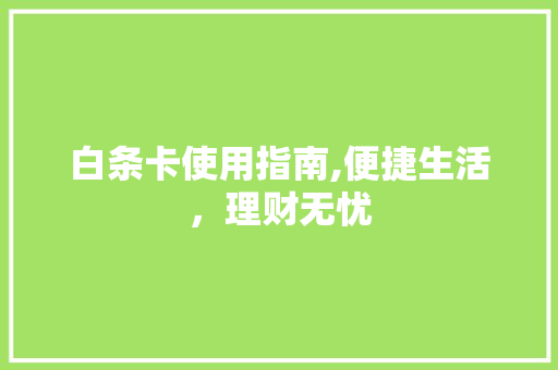 白条卡使用指南,便捷生活，理财无忧
