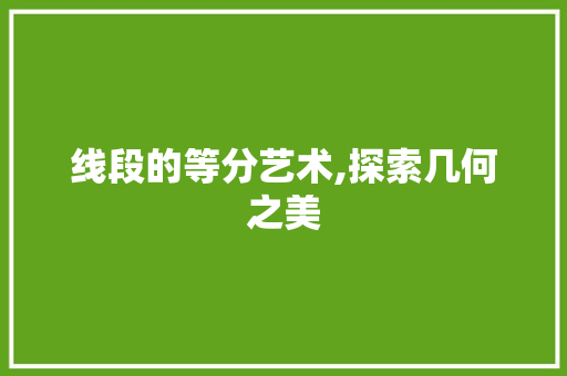 线段的等分艺术,探索几何之美 友链在线