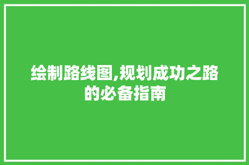 绘制路线图,规划成功之路的必备指南
