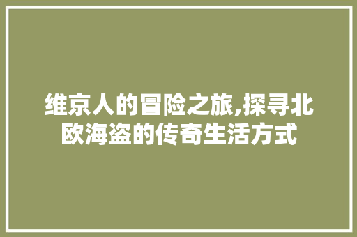 维京人的冒险之旅,探寻北欧海盗的传奇生活方式