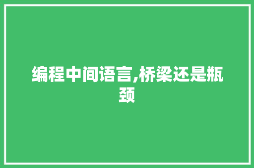编程中间语言,桥梁还是瓶颈 建站教程