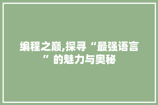 编程之巅,探寻“最强语言”的魅力与奥秘 建站教程