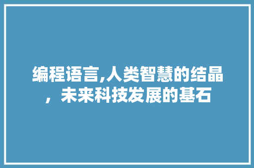 编程语言,人类智慧的结晶，未来科技发展的基石 友链在线