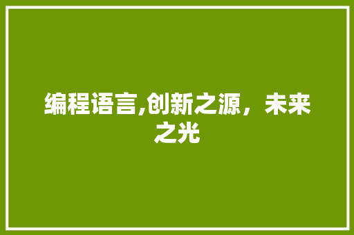 编程语言,创新之源，未来之光 Web前端