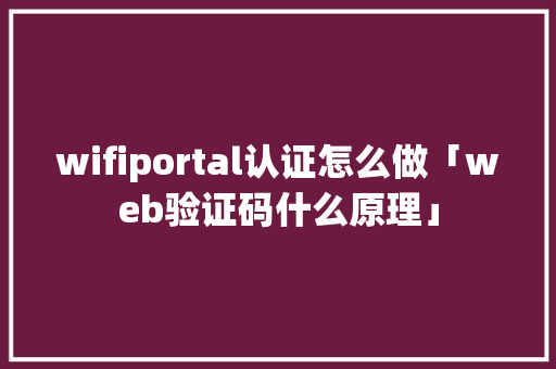 wifiportal认证怎么做「web验证码什么原理」 wifiportal认证怎么做「web验证码什么原理」 WordPress教程