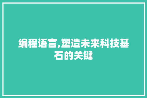 编程语言,塑造未来科技基石的关键