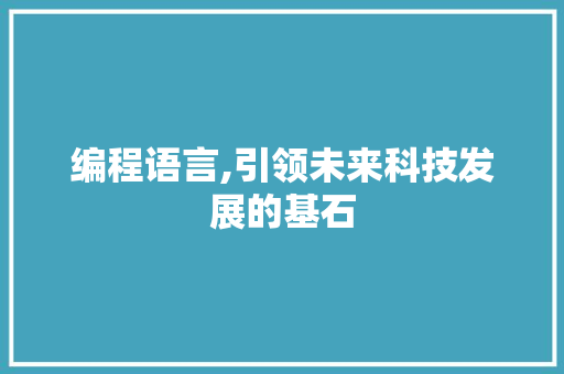 编程语言,引领未来科技发展的基石
