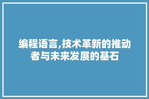 编程语言,技术革新的推动者与未来发展的基石