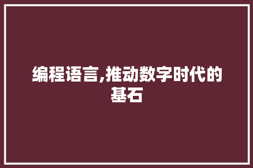 编程语言,推动数字时代的基石