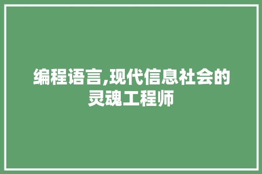 编程语言,现代信息社会的灵魂工程师