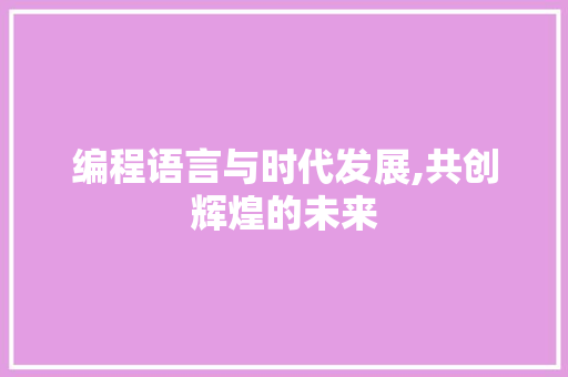 编程语言与时代发展,共创辉煌的未来