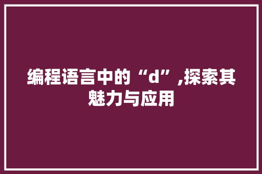 编程语言中的“d”,探索其魅力与应用