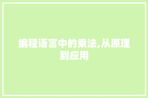 编程语言中的乘法,从原理到应用