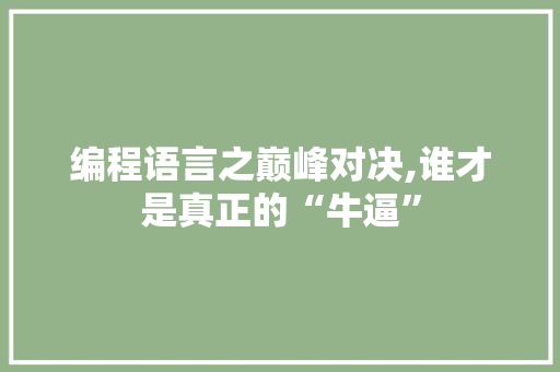 编程语言之巅峰对决,谁才是真正的“牛逼”