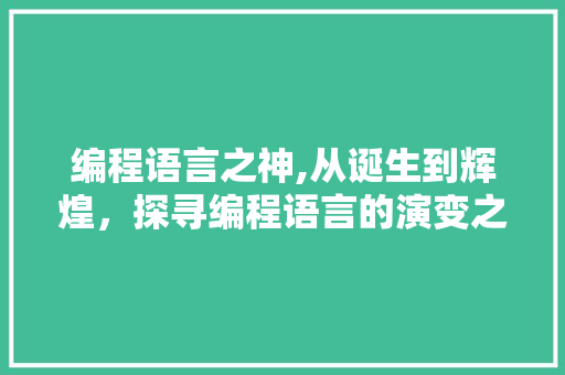 编程语言之神,从诞生到辉煌，探寻编程语言的演变之路