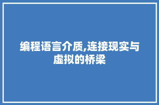 编程语言介质,连接现实与虚拟的桥梁