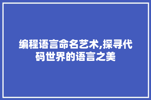 编程语言命名艺术,探寻代码世界的语言之美