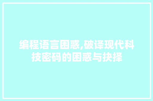 编程语言困惑,破译现代科技密码的困惑与抉择