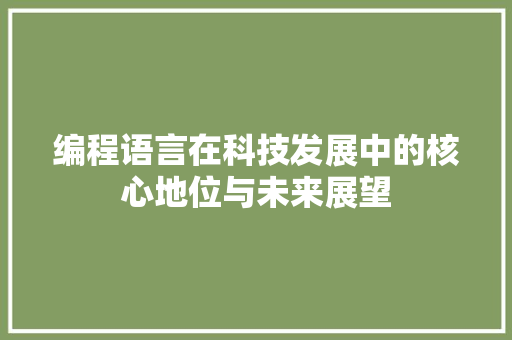 编程语言在科技发展中的核心地位与未来展望 SEO教程