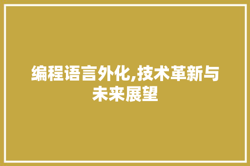 编程语言外化,技术革新与未来展望
