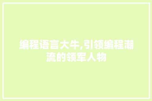编程语言大牛,引领编程潮流的领军人物 SEO教程