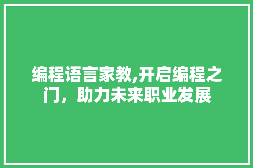 编程语言家教,开启编程之门，助力未来职业发展 SEO教程