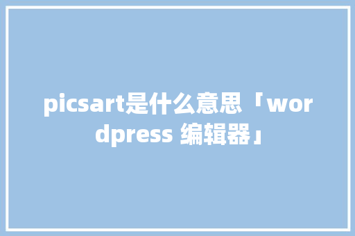 picsart是什么意思「wordpress 编辑器」