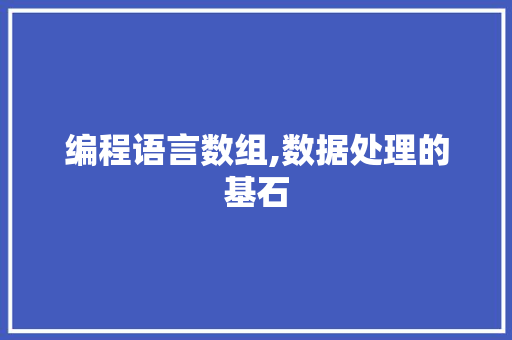 编程语言数组,数据处理的基石