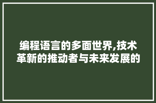 编程语言的多面世界,技术革新的推动者与未来发展的基石