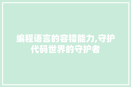 编程语言的容错能力,守护代码世界的守护者