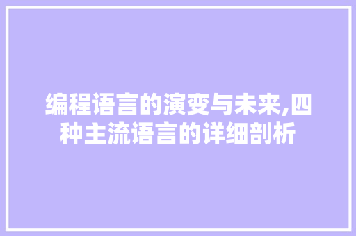 编程语言的演变与未来,四种主流语言的详细剖析