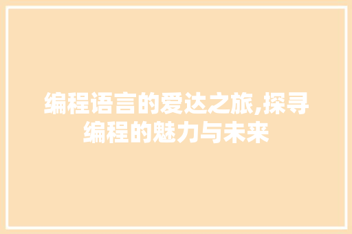 编程语言的爱达之旅,探寻编程的魅力与未来