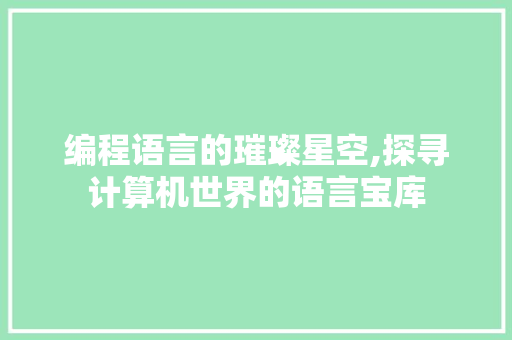 编程语言的璀璨星空,探寻计算机世界的语言宝库