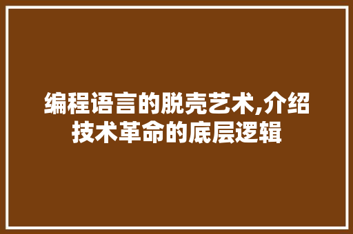 编程语言的脱壳艺术,介绍技术革命的底层逻辑