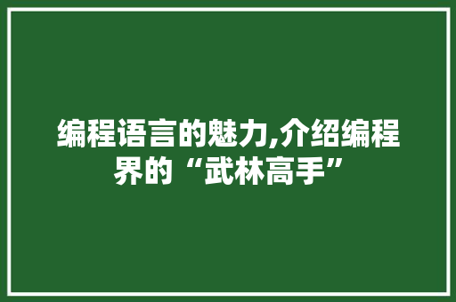 编程语言的魅力,介绍编程界的“武林高手”