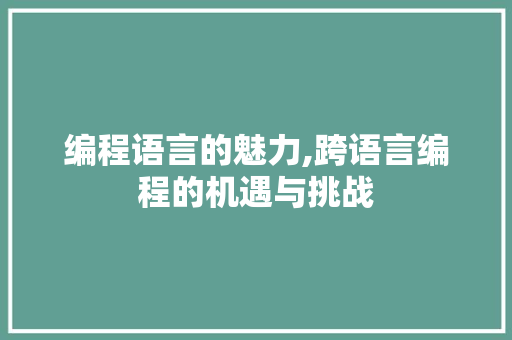 编程语言的魅力,跨语言编程的机遇与挑战