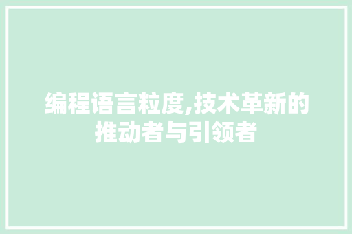 编程语言粒度,技术革新的推动者与引领者