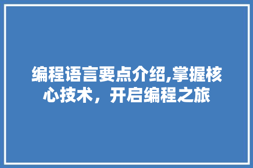 编程语言要点介绍,掌握核心技术，开启编程之旅 SEO教程