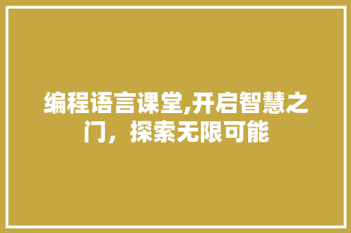编程语言课堂,开启智慧之门，探索无限可能