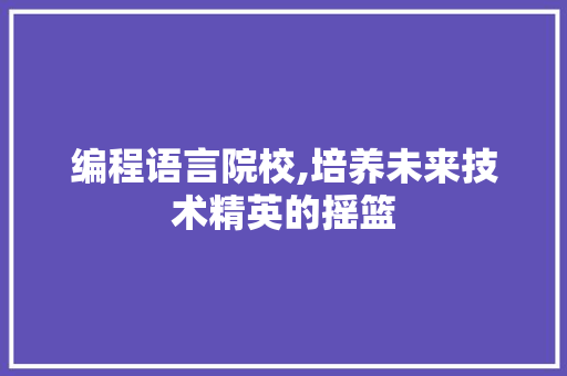 编程语言院校,培养未来技术精英的摇篮