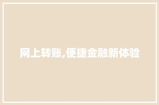 网上转账,便捷金融新体验