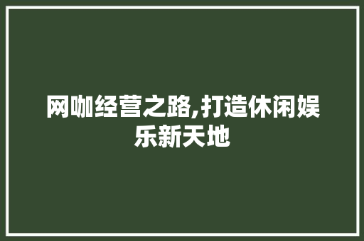 网咖经营之路,打造休闲娱乐新天地