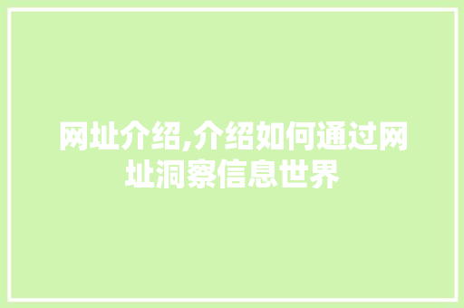 网址介绍,介绍如何通过网址洞察信息世界