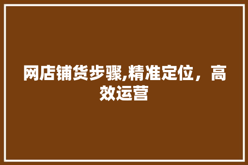 网店铺货步骤,精准定位，高效运营 建站教程