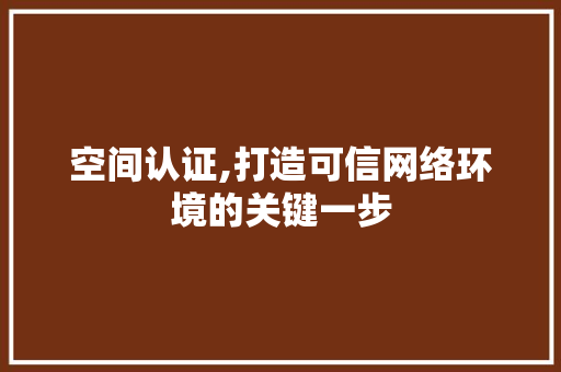 空间认证,打造可信网络环境的关键一步