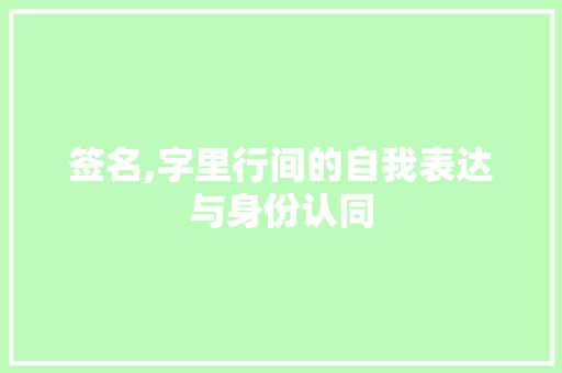 签名,字里行间的自我表达与身份认同