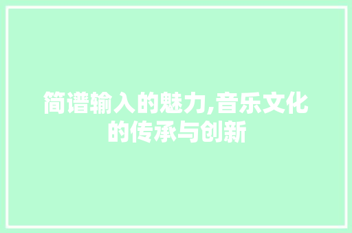 简谱输入的魅力,音乐文化的传承与创新 SEO教程