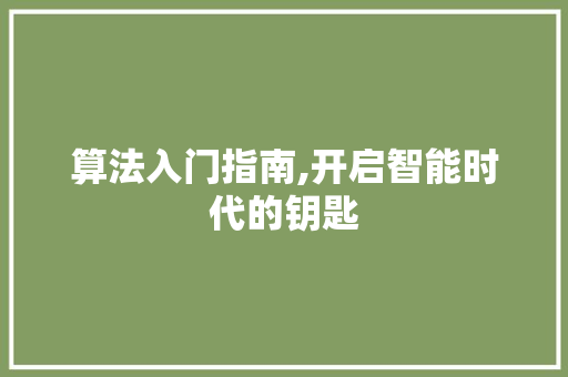 算法入门指南,开启智能时代的钥匙